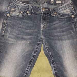 Miss Me Blue Skinny Jeans with Vintage Fading